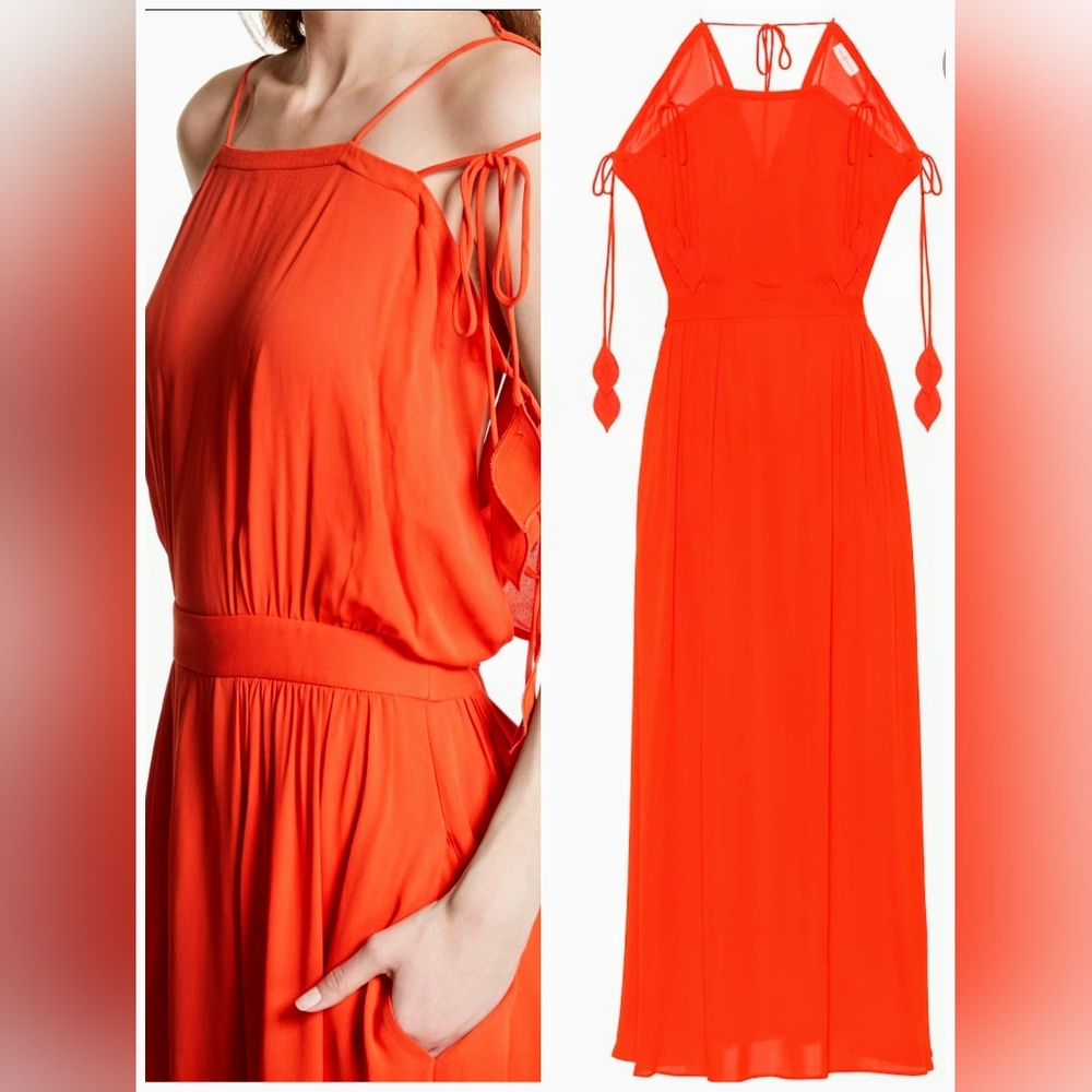 NWT Sz 6 Tory Burch Poppy Red Evalene Maxi Dress - Picture 3 of 9